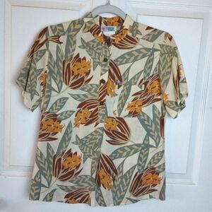 VINTAGE College Town Groovy Floral 70's Blouse Small